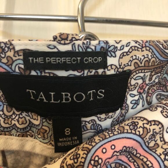 Talbots Women's Paisley Crop Pants Size 8 The Perfect Crop Zip Closure - Picture 7 of 10